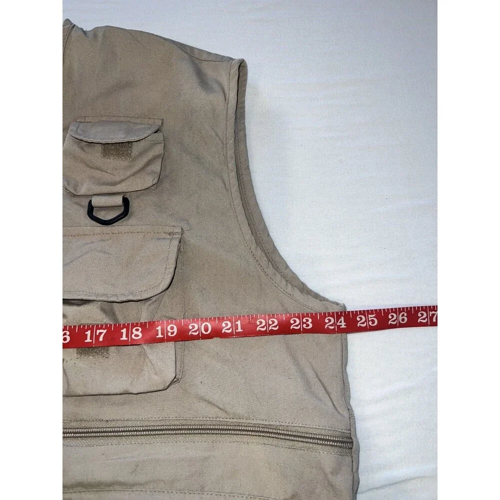 Men's Rio Bravo Vest Utility Fly Fishing Vest Khaki Outdoor Zipper Size L